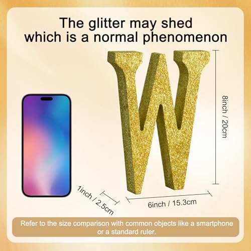 Image of TONIFUL 8 Inch Gold Glitter Letter W Table Centerpiece A-Z Gold Birthday Party Decorations,Gold Alphabet W for Birthday,Chrismas,Graduation,Bridal Shower,Wedding,Anniversary Party Supplies