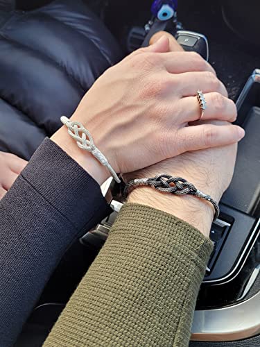 silver couple bracelet, sterling silver viking bracelet, celtic bracelets, silver love knot bracelet, handmade silver bracelet2