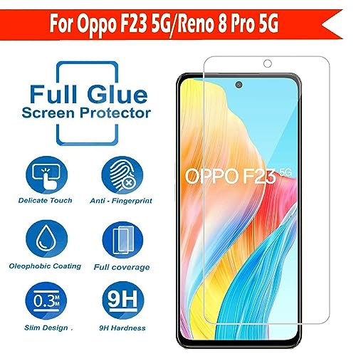 Image of Tempered Glass Screen Protector Compatible for Oppo F23 5G /Oppo Reno 8 Pro 5G with Full Screen Coverage; Except Edges and Easy Installation Kit(Transparent), Pack of 1