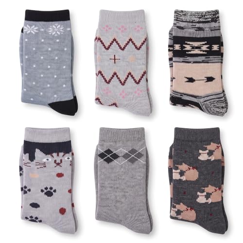 Image of Tipi Toe Women's 6 Pairs Winter Boot Socks - Soft Cotton Blend Warm Crew Socks Size 9-11