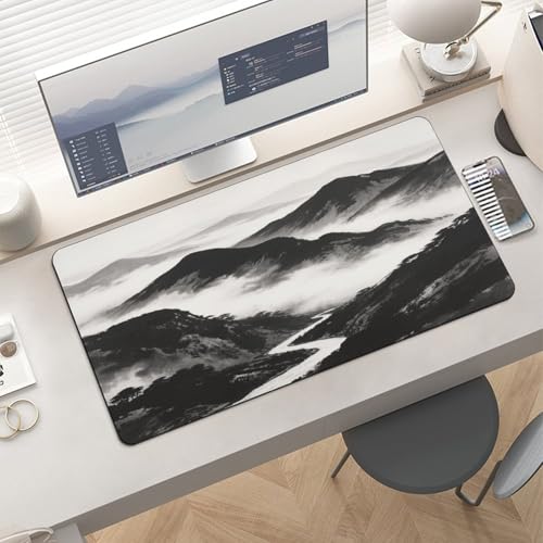 Alfombrilla para mouse negra y blanca grande de goma miniatura 6