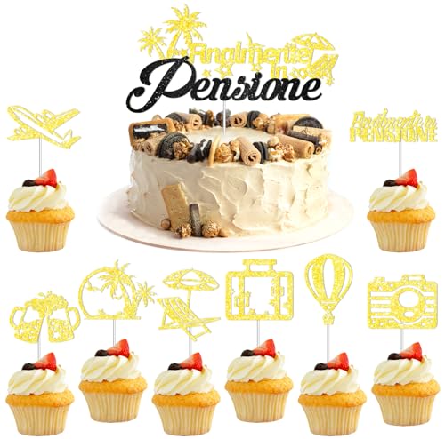 HOWAF 25 St¨¹ck Ruhestand Party Kuchen Dekorationen Gold Happy Retirement Cake Toppers Ruhestand Cupcake Toppers f¨¹r Ruhestand Party Dekorationen