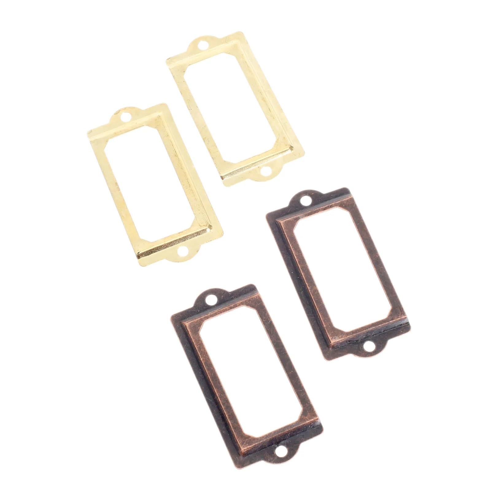 Poignée porte-étiquette meuble laiton bronze rouge 70x33 mm lot de 12