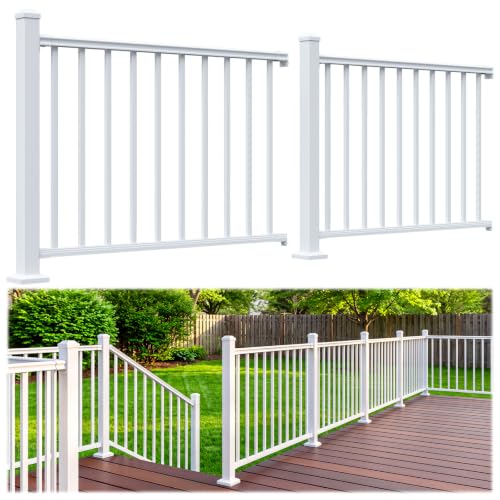 Image of Egadis 2 Pack 36 in x 4 ft Modular Aluminum Deck Railing Kit, White
