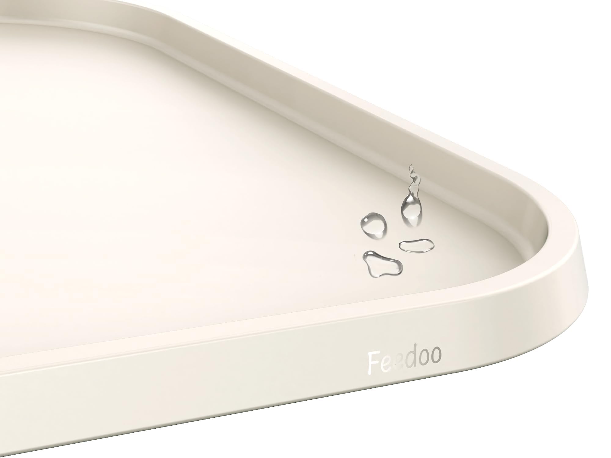 Pet Feeding Mat [Warped Resistant Raised Edge], Water-Proof Silicone Placement for Food Water Bowls, Anti-Slip Base Protect Floor, BPA-Free&Dishwasher-Safe [23.5x13.5inch Large, White Sand]