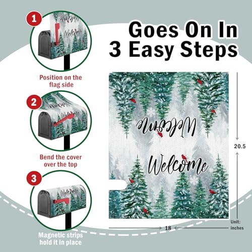 Image of Winter Welcome Pine Tree Fabric Welcome Mailbox Cover Magnetic