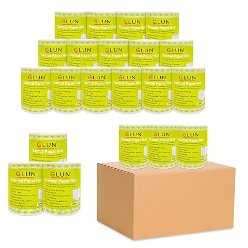 Image of GLUN Credit Card Receipt Rolls, Pack of 40 Rolls 79mm(3 inch) x 50 Meter Length, Smudge & Jam-Free Surface for Cash Receipt Billing