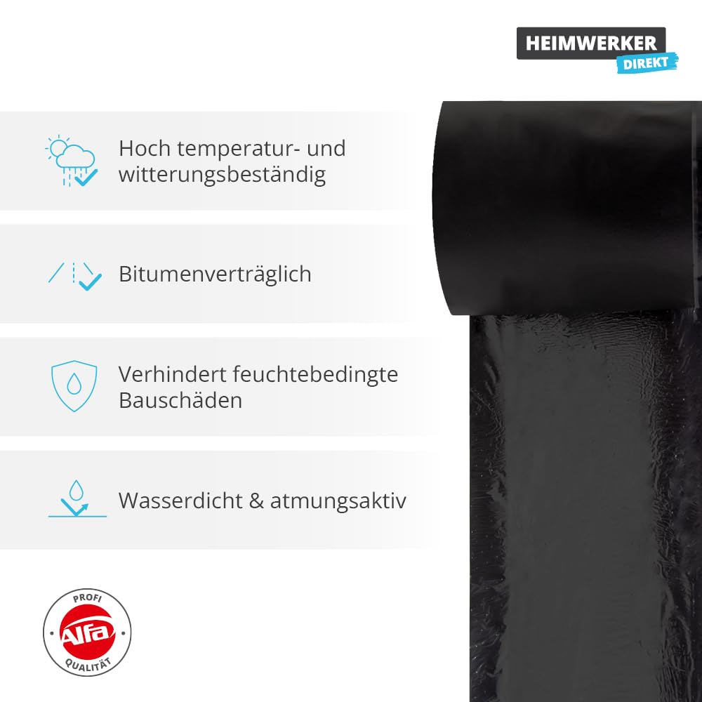 Alfa EPDM-Folie 200 mm x 20 m schwarze Dichtfolie aus EPDM-Kautschuk