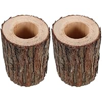 TOYANDONA 2pcs Natural Driftwood Planter Pot with Drainage Rustic Cedar Wood Bark Flower Pots for Indoor Succulents Herbs and Vintage Farmhouse Decor