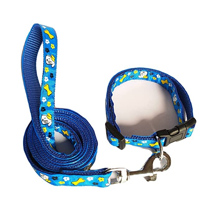 SPYNET Dog Collar Leash Set Puppy Printed - Adjustable Nylon Collar with Leash for Small Pet and Puppies, Color-Full Collar Leash Set for Puppies, Dog & Cat 15 MM (Blue) (B0BV2TMGNT) Amazon Price History, Amazon Price Tracker