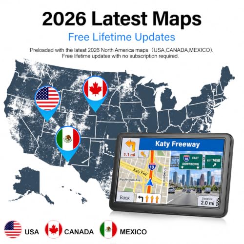 GPS Navigator for Car Truck RV, 7" Touchscreen, 2026 Maps (Blue) - Image 2