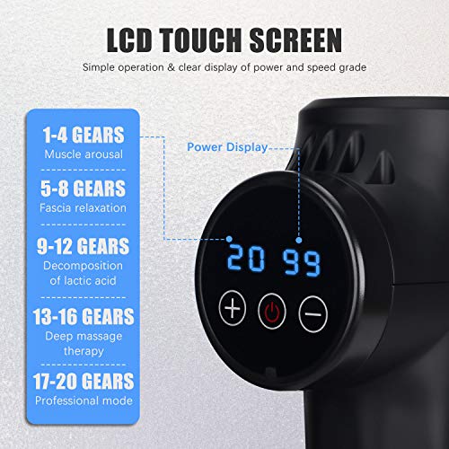 20 Speeds Massage Gun with Touch Screen, Cordless Handheld Deep Tissue Muscle Massager, Chargeable Percussion Device Super Quiet - Thumbnail 6