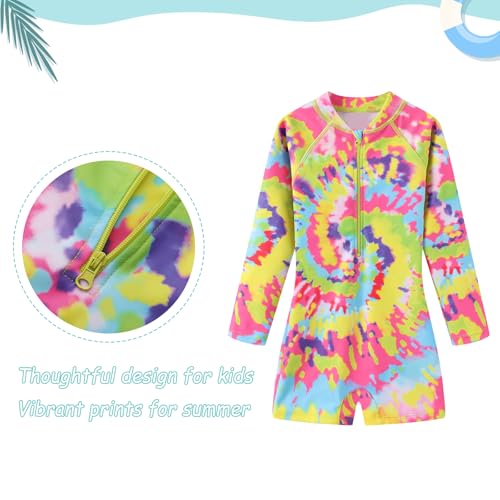 Image of Girls One Piece Swimsuits Rash Guard for Girl Long Sleeve Bathing Suits with Front Zipper Sun Protection Swimwear 3-16 Years