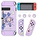 DLseego Funda Protectora Compatible con Switch, Acoplable Diseño Bonito con 2 Protectores de Pantalla de Cristal y 4 Agarres para Pulgares, Morado