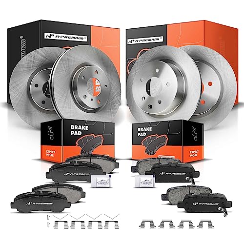 A-Premium Front and Rear Vented Disc Brake Rotors + Ceramic Pads Kit Compatible with Select Nissan Models - Maxima 2009-2014/2016-2017, 12-PC Set
