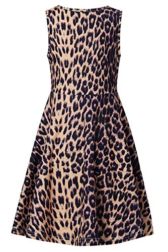 Uideazone Girls Leopard Sleeveless Cute Crewneck A-Line Dresses For Casual Summer Beach Holiday #TOP1