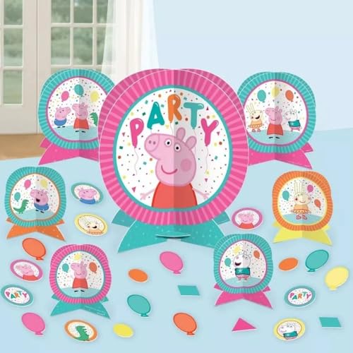 Image of Peppa Pig Confetti Party Centerpiece Kit (Pack of 27) - Vibrant, Colorful & Fun Table Decorations - Ideal for Kids' Birthday Celebrations