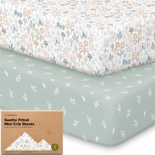 Image of 2-Pack Mini Crib Sheets Fitted, 38x26 Pack N Play Mattress Sheets (Prairie) | Organic Cotton Sheets for Pack and Play Mattress, Soft, Breathable Playard Bedding Sheet, Mini Toddler Bed Cover, Boys, Girls
