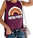 Voqeen Chaleco Sin Mangas para Mujer Cuello Redondo Buenas Vibes Arcoiris Impreso Casual Adolescentes Camiseta para Niñas Camiseta de Playa Blusa De Verano Camisetas De Tirantes