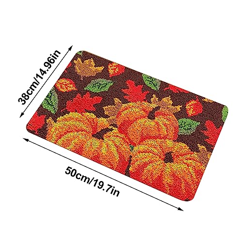 Image of kingsea Latch Hook Kit for Thanksgiving DIY Crochet Yarn Rug with Pattern Printed Latch Hook Rug Kit for Teen, Latch Hook Kit for Beginners, Pumpkin, 20 inch x 15 inch