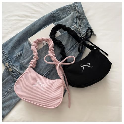 Bolso bandolera pequeño para mujer, estilo coquette con lazo, Y2K, bolso de felpa, clutch, tote y hobo miniatura 3