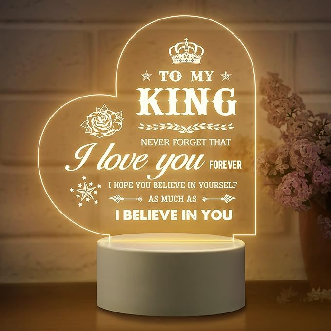 Image of Plastic LED Night Lamp Anniversary Gift For Husband - Unique Birthday Gifts For Husband Boyfriend Fiance Mens,- Valentines Gifts For Him - Wedding Marriage Day Gift For Husband, Multicolor