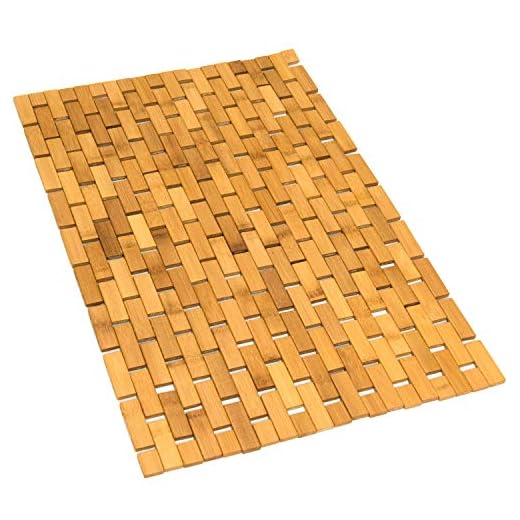 Gonioa Natural Bamboo Bath Mat, Wooden Door Mat Kitchen Floor Rug, Bathroom Shower and Tub Mats, Wooden Bath Mat for Shower, Bath, Spa Or Sauna