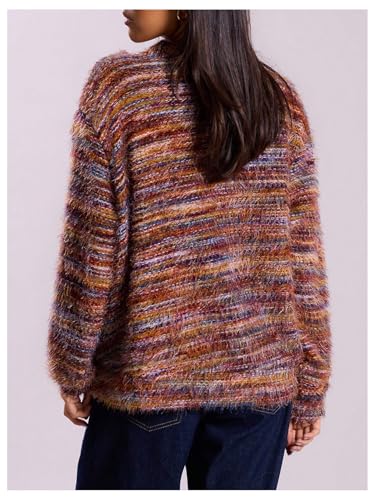 Image of COZYEASE Women's Oversized Striped Cardigan Sweaters Button Down Long Sleeve Drop Shoulder Knit Outerwear Coat
