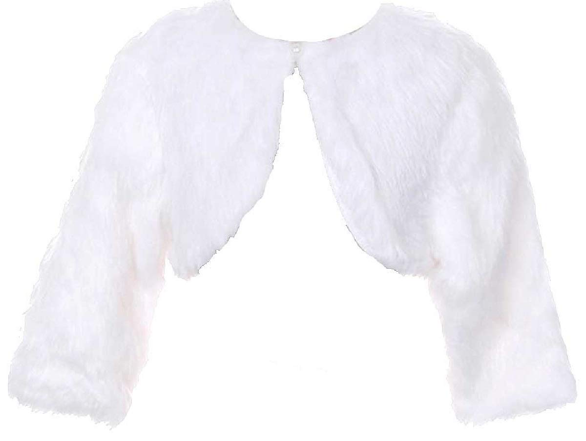 Dreamer Little Girls Long Sleeve Faux Fur Pearl Button Special Occasion Shrug