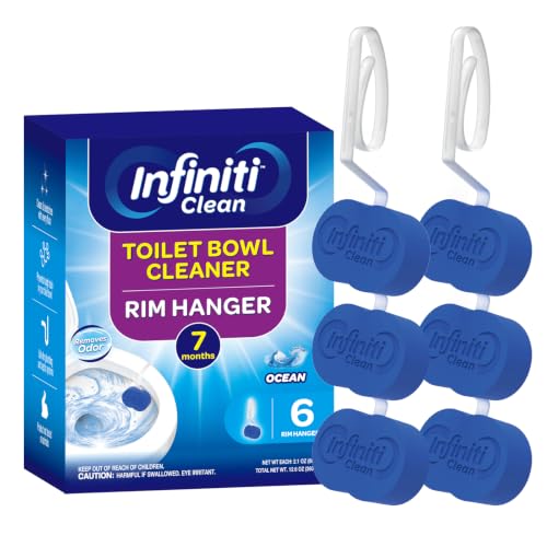 Infiniti Clean Toilet Bowl Cleaner Rim Hanger 6 Count Automatic Bowl Toilet Cleaner Cleans and Freshens Toilet Bowl 7 Month (Ocean)