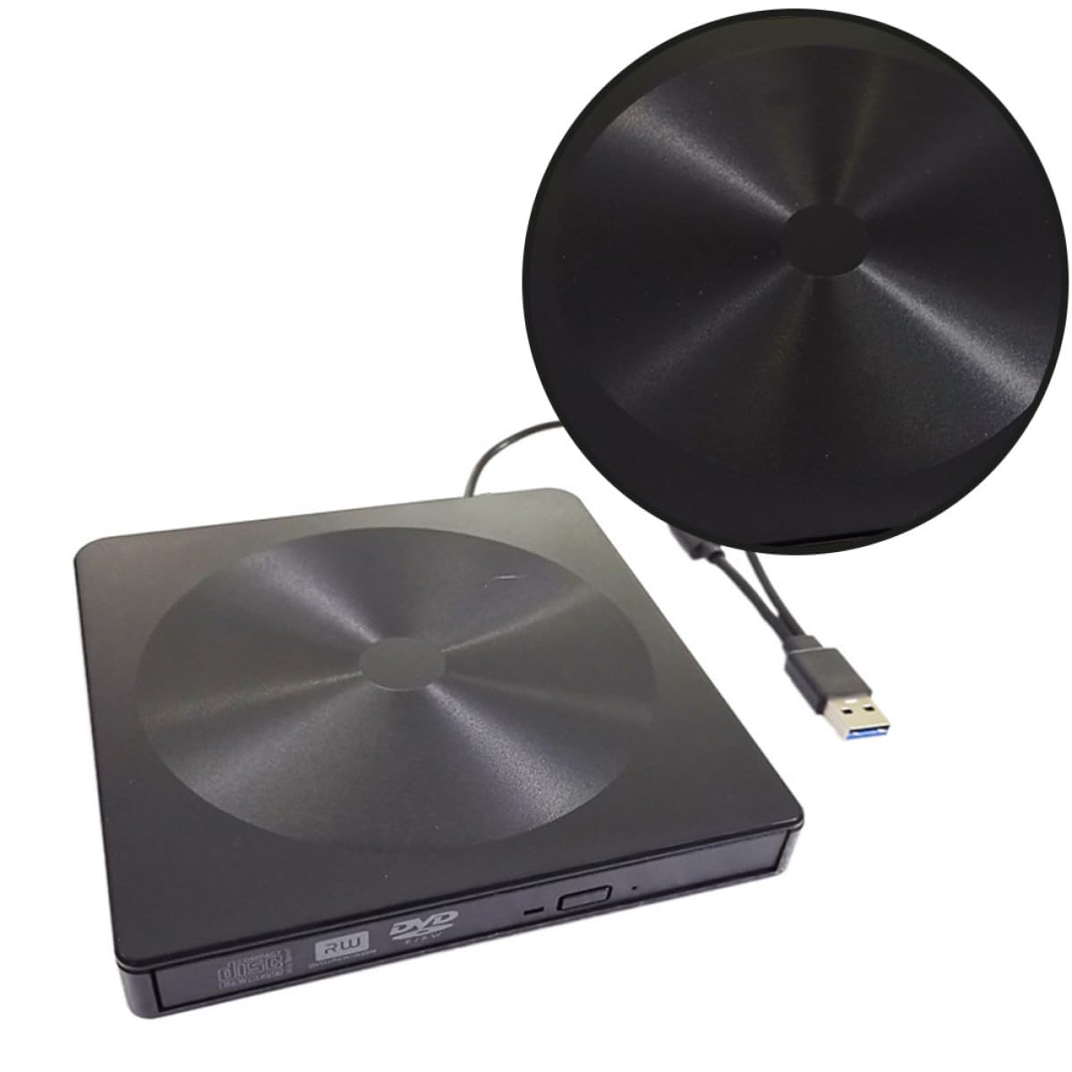 Unità Ottica Esterna Typec Dvd per Laptop e Desktop 4mb | Interfaccia USB 3.0+typec, Abs Nero, Design Classico, Basso Rumore e Struttura Leggera