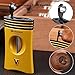 KEENSUN 3-in-1 Zinc Alloy V-Cut Cigar Cutter (Deep Yellow) with Cigar Holder on The Back and Cigar Punch at The Bottom, 60 Ring Gauge, 420J2 Stainless Steel Cut Blade in Gift Box