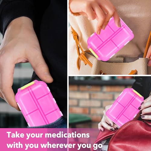 Image of Large Travel Pill Organizer, 10 Compartments Small Portable Pill Case with 189 Medicine Labels, Compact Medicine Storage Box for Purse, Pocket, Airplane, Travel, Nurse Daily Use 3 Pack