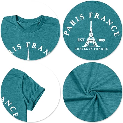 Image of Paris France Shirt Women Eiffel Tower T Shirt Travel in France Tshirts Vacation Tees Paris Tops