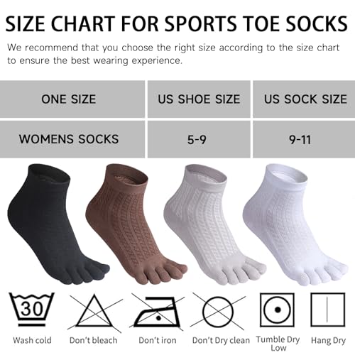 Image of Meaiguo Womens Toe Socks Cotton Five Finger Ankle Socks with Toes Separated for Running Athletic 4 Pairs