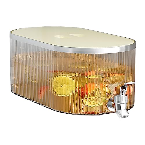 冷蔵庫 ポット ドリンクサーバー ウォータージャグ ティーポット 冷水ポット ウォーターピッチャー 冷水筒 横置き ドリンクディスペンサー ドリンクピッチャー 蛇口付き 大容量 透明 おしゃれ 洗いやすい 家庭用 (クリームホワイト)