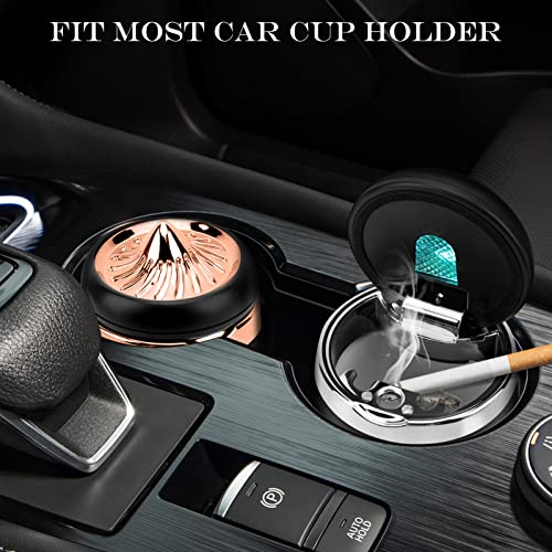 Augot Portable Ashtray For Car, Mini Car Ashtray With Lid, Smokeless Ashtray Detachable Car Cigarette Ashtray With Colorful Led Light, Cute Car Trash Car Ashtray For Cup Holder Home Office Travel #TOP2