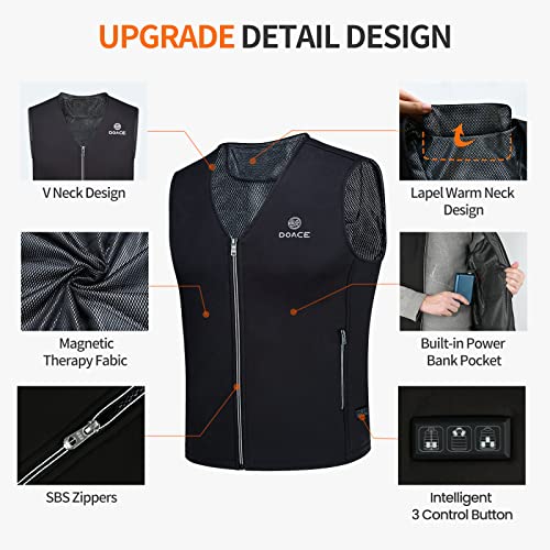 DOACE Heated Vest for Men, Smart Electric Heating Vest Rechargeable, Battery Not Included3