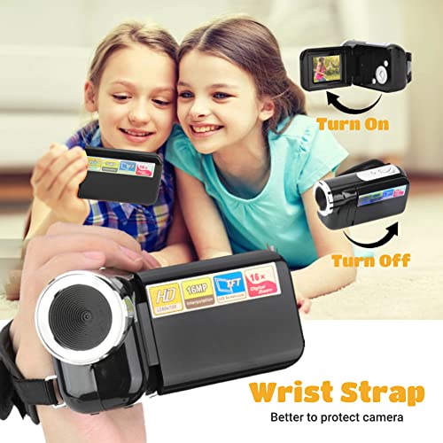 Plyisty Tragbare Kinder Digitalkamera, 1080P USB 2.0 2 Zoll 16X HD Video DV Kamera Camcorder, für Mädchen Jungen Alter 3-12 Urlaub Geburtstagsgeschenk, Schwarz/Rot(Schwarz) - Image 4
