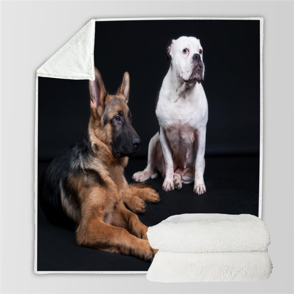 Couverture Chien 3D Plaid Polaire 220x240 Chien de Berger Doux Microfibre Couverture en Flanelle Chien Blanc Couvertures et Plaids Chaud pour lit Jeté de Canapé m1161