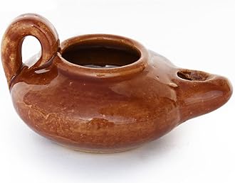 Biblical Herodian Clay Oil Lamp – Authentic Glazed Replica from The Time of Jesus in Jerusalem - Handmade Holy Land Christian Faith Gift