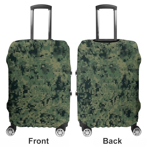 Green Army Digital Camouflage Suitcase Cover Washable Luggage Cover Dust-proof Luggage Protector Cover Anti-Scratch Travel Suitcase Protector Fits 18-32 Inch Luggage3