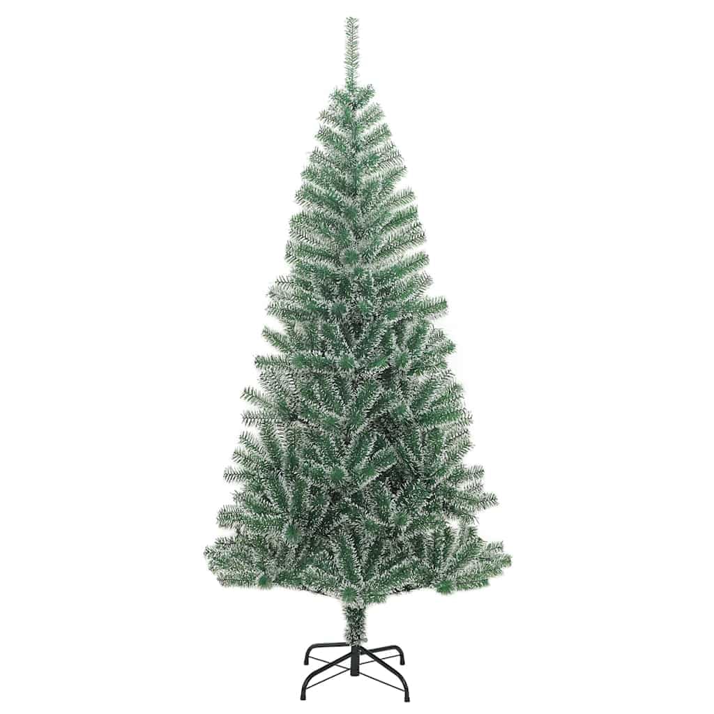 Künstlicher Weihnachtsbaum 210 cm mit 300 LED Lichterkette und Weihnachtskugeln Set, beschneiter Kunstbaum mit 8 Beleuchtungsmodi für Wohnzimmer und Balkon, inklusive Metallständer