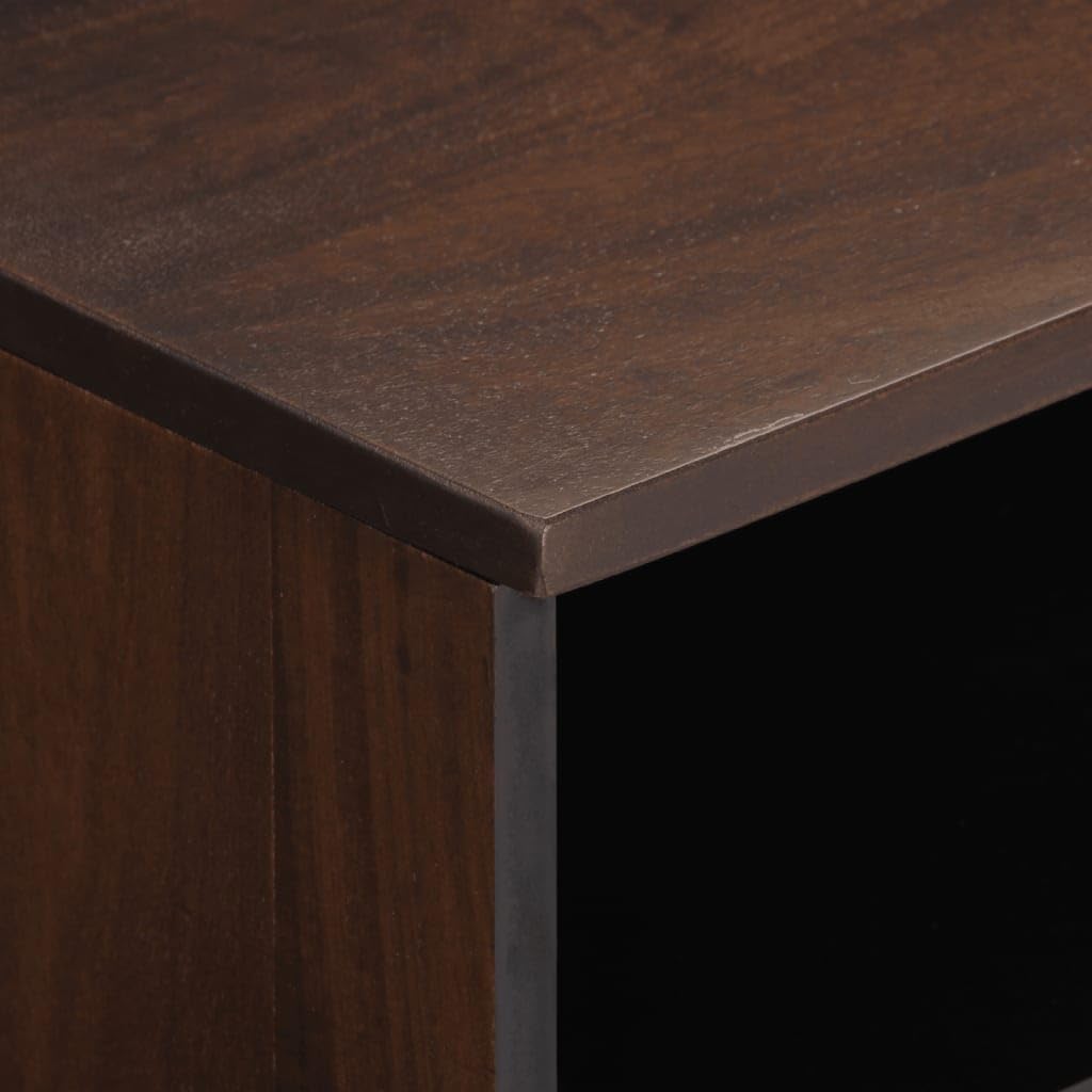 Mobile TV marrone in legno massiccio di mango, 100 x 34 x 46 cm, con cassetto e scomparti, stabile contenitore multimediale in stile industriale per soggiorno e ufficio