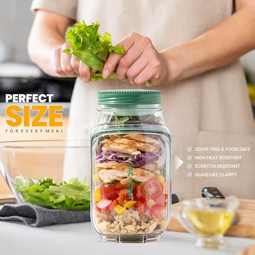 Image of La'Cocina Portable Salad Jar, Salad Pod Leakproof Container, Tritan Material, 4.5 Cup Capacity, Microwave and Dishwasher Safe, for Office, Gym and Travel
