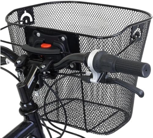 Fulimr 自転車かご バスケット 金属 ブラック ハンドルバーマウント 35cm x 26cm x 26cm 10kg 簡単脱着 前後かご 通勤車等用