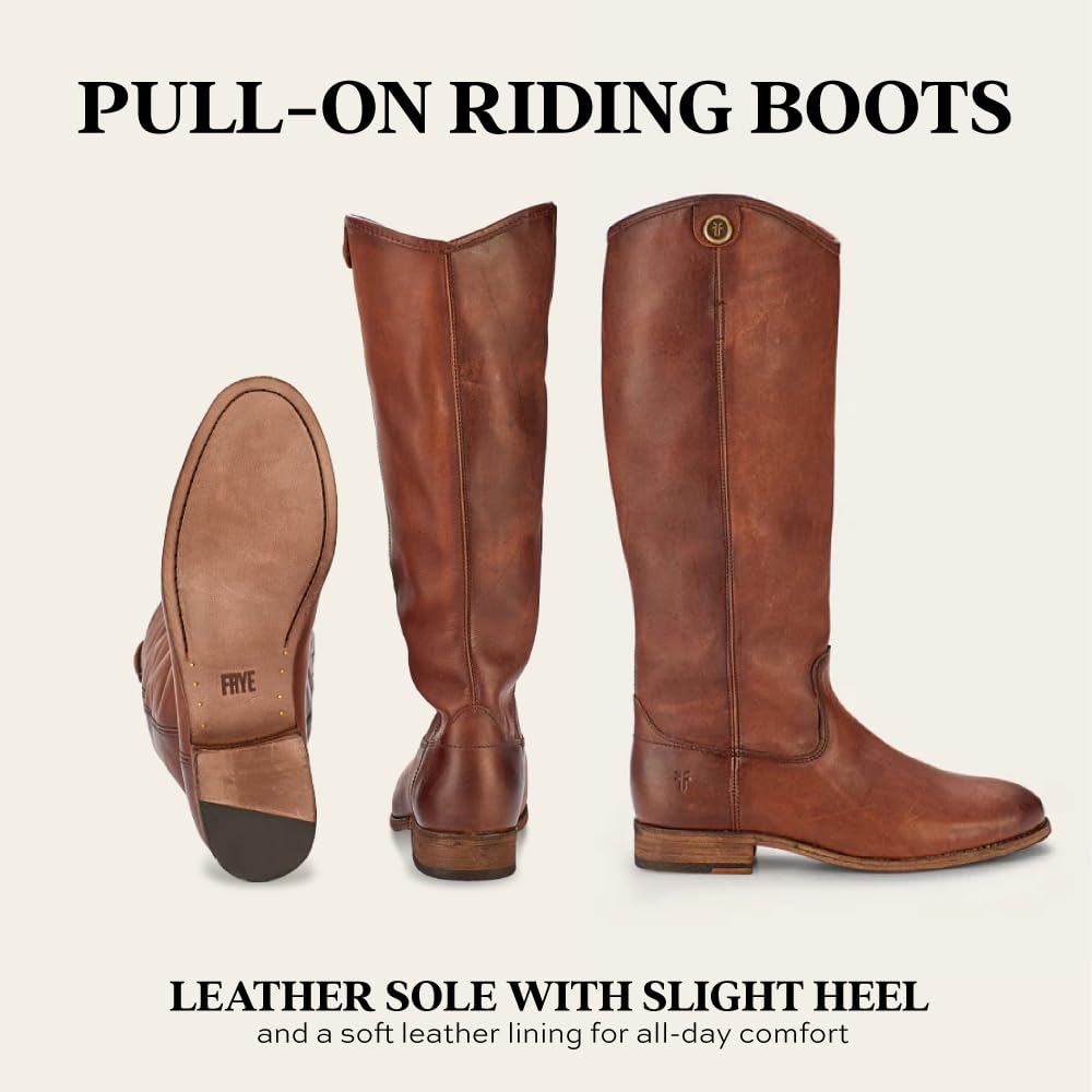 Frye Melissa Button 2 Equestrian-Inspired Tall Boots for Women Made from Hard-Wearing Vintage Leather with Antique Metal Hardware and Leather Outsole – 15 ½” Shaft Height: 7 Cognac Extended Calf