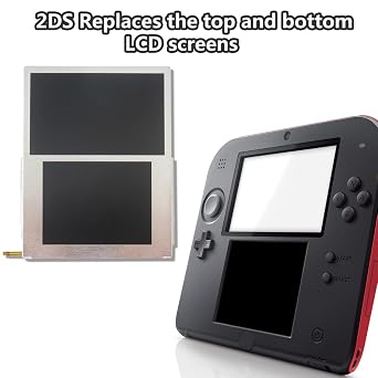 SodaSea Top & Bottom LCD Screen Kit, Upper & Lower Screen Replacement Compatible with Nintendo 2DS