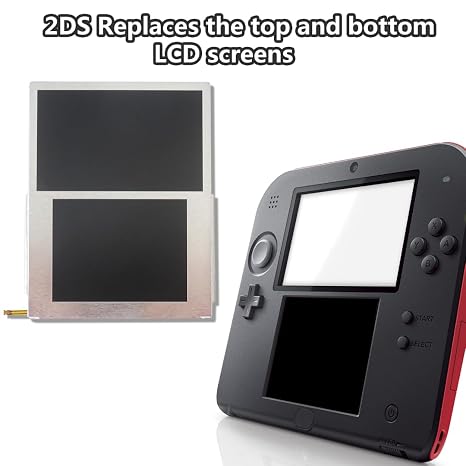 SodaSea Top & Bottom LCD Screen Kit, Upper & Lower Screen Replacement Compatible with Nintendo 2DS