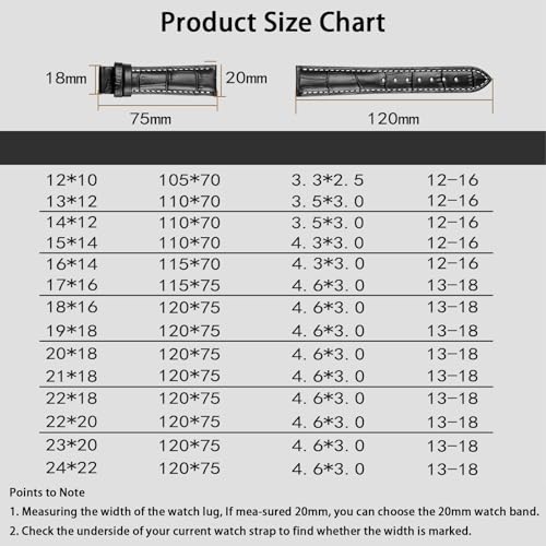 Boache Genuine Leather Watch Band 12mm 14mm 15mm 16mm 17mm 18mm 19mm 20mm 21mm 22mm 23mm 24mm for Men Women Quick Release Italian Calfskin Crocodile Pattern Leather Replacement Watch Strap Band by Boache - Used condition - Image 5
